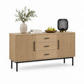 Sideboard mit 2 Türen und 3 Schubladen Eichenoptik MDF Stahl rechteckig 160 x 40 x 85 cm