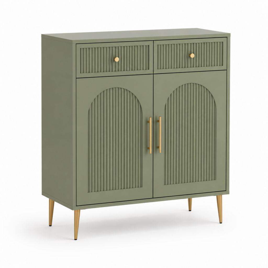 Sideboard Grün MDF rechteckig 80 x 40 x 100 cm mit 2 Türen und 2 Schubladen