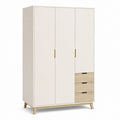 Kleiderschrank 3-türig Weiß und Eicheoptik Spanplatte Rechteckig 120 x 55 x 200 cm