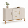 Sideboard Cremeweiß MDF mit Rillenfront rechteckig 120 x 40 x 75 cm