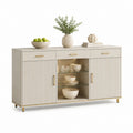 Sideboard Cremeweiß mit 3 Schubladen 2 Türen LED-Beleuchtung MDF Rechteckig 160 x 40 x 90 cm