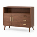 Sideboard Nussbaumoptik mit 2 Türen 3 Schubladen und offenem Fach 120 x 40 x 110 cm