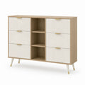 Sideboard mit 6 Schubladen und 3 offenen Fächern in Weiß und Eiche-Optik aus Spanplatte und MDF 120 x 40 x 100 cm
