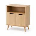 Sideboard Eiche hell Spanplatte rechteckig mit 2 Türen 80 x 40 x 95 cm