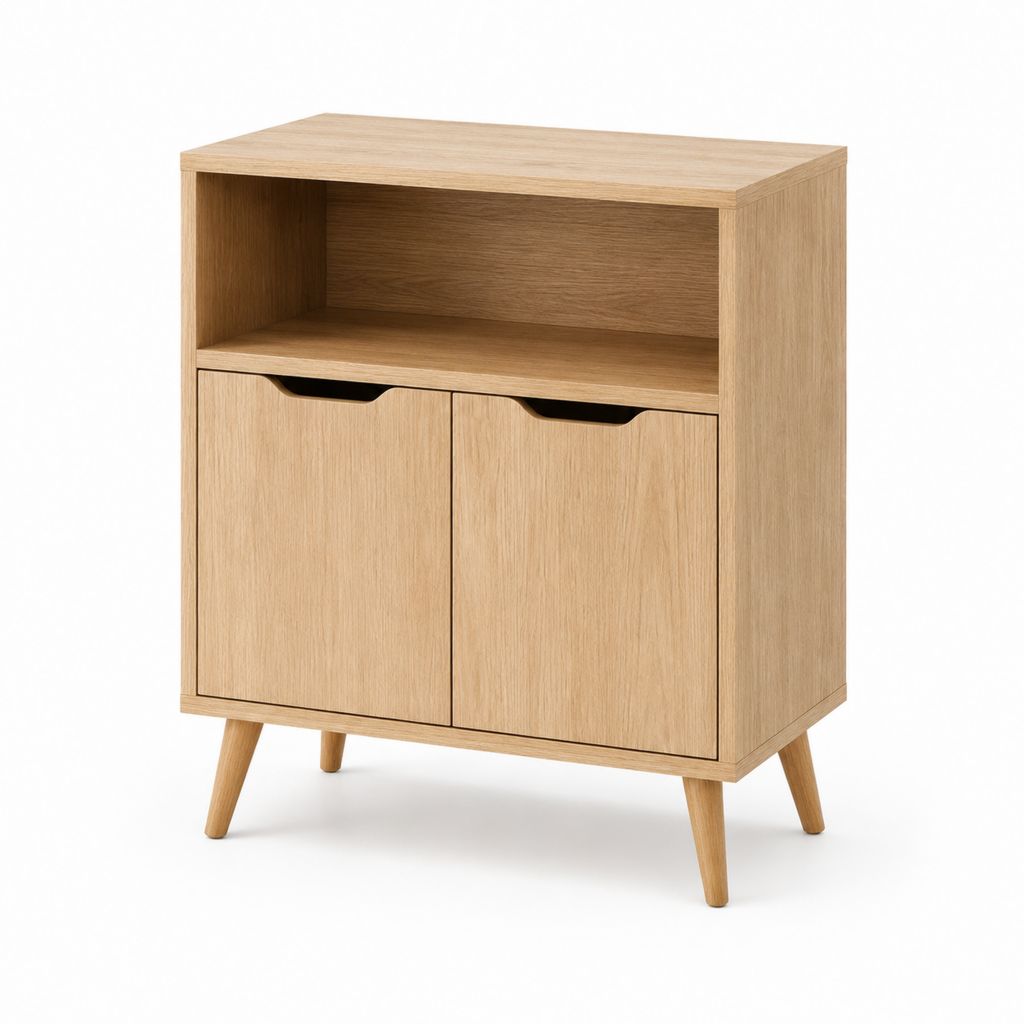Sideboard Eiche hell Spanplatte rechteckig mit 2 Türen 80 x 40 x 95 cm