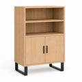 Highboard Eichenholzdekor aus Spanplatte mit 2 Türen und 2 offenen Fächern 80 x 40 x 120 cm