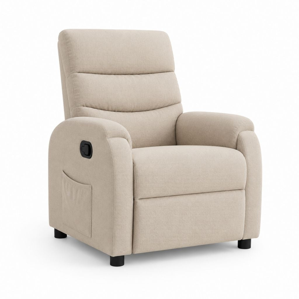 Relaxsessel mit manueller Liegefunktion beige Polyester 92 x 91 x 104 cm