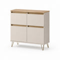 Sideboard mit 4 Türen Beige Eicheoptik Spanplatte 90 x 40 x 100 cm