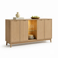 Sideboard Eichenfurnier hell rechteckig mit 4 Türen und offenem Fach 160 x 40 x 85 cm