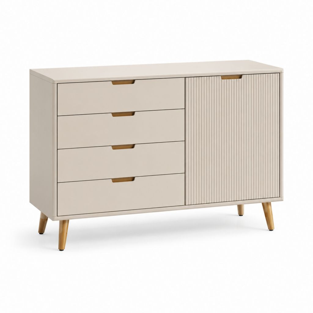 Sideboard Beige aus MDF mit 4 Schubladen und 1 Tür 120 x 40 x 85 cm