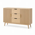 Sideboard Natur Eichenfurnier mit 2 Türen 3 Schubladen 120 x 40 x 80 cm