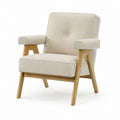 Sessel Beige mit Polyesterbezug und Massivholzgestell 68 x 76 x 88 cm