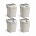 Mülltrennsystem 4er Set Beige PP-Kunststoff rechteckig mit Klappdeckeln 32 x 24 x 42 cm