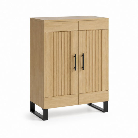 Sideboard mit 2 Türen und 2 Schubladen Eiche Dekor MDF 80 x 40 x 120 cm