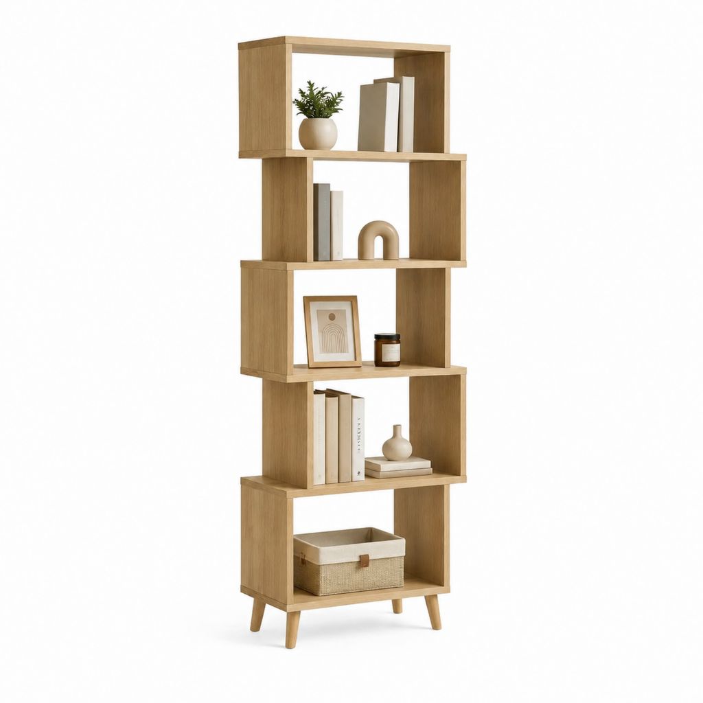 Bücherregal Eicheoptik Spanplatte 5 offene Fächer 60 x 30 x 180 cm