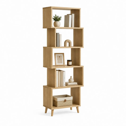 Bücherregal Eicheoptik Spanplatte 5 offene Fächer 60 x 30 x 180 cm