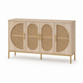 Sideboard mit 4 Türen in Eichenoptik MDF Rattangeflecht rechteckig 160 x 40 x 85 cm